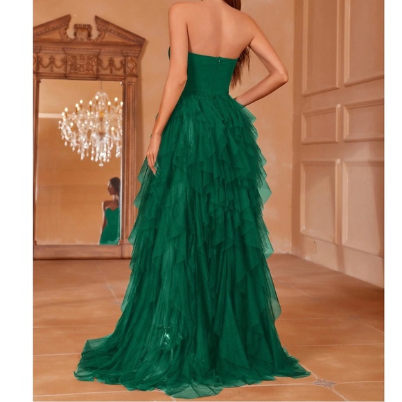 Luxe Strapless Lace Party Holiday Evening Formal Wedding Party - Picture 11 of 11